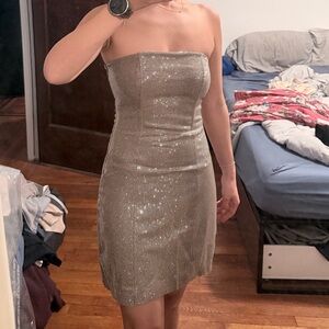 NWT Zara Rhinestone barely there tube dress sz XS